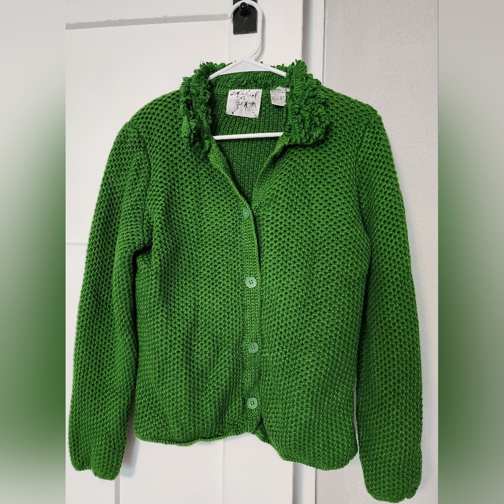 Vintage Michael Simon new york green sweater crochet size large